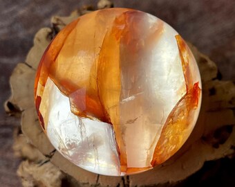 Fire Quartz HQ Sphere with Dark Red Colors and White snowflake garden - No.71
