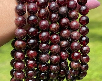 Star Garnet Bead Bracelet, AAA Quality Rare Crystal beads, Star Flash Garnet 8mm Layering Bracelet, Handmade Crystal Jewelry