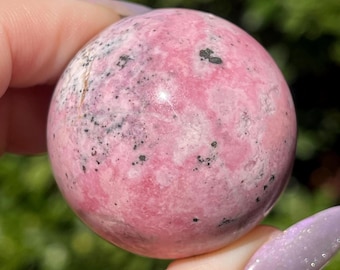 Peruvian Rhodonite High Quality Sphere, Natural Pink Crystal Ball (486)