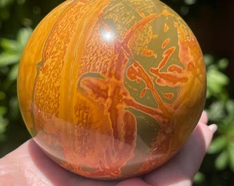 Willow Creek Jasper sphere – Natural Polished Jasper, Colorful Specimen XL Orb (36)