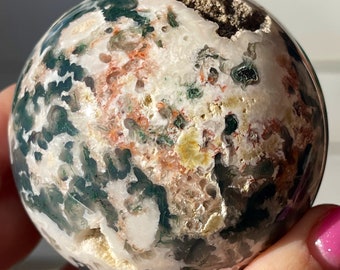 Moss Agate XL Sphere | Green Red Moss Agate | Home Decoration |Mineral specimens |AAA Crystal Gifts,Energy crystals