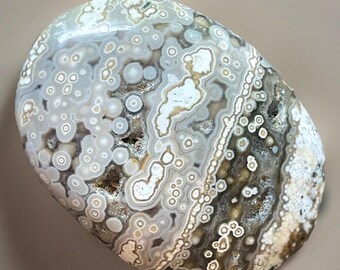 Orbicular Ocean Jasper Palmstone: Madagascar Crystal Pocket Rock (50)