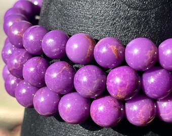 Phosphosiderite Bead Bracelet, AAA Quality Rare Crystal beads, 8mm Purple Phosphosiderite Beads