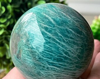 Amazonite Sphere, Flashy Blue Amazonite, Hope Stone, Natural Crystal sphere