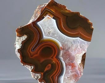 Condor Agate Geode from Argentina, Natural Agate Specimen - Front Polished & Rough Back