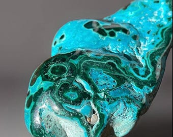 Malachite & Chrysocolla Polished Freeform Natural Crystal Specimen