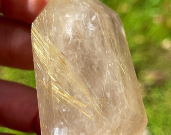 Golden Rutile Tower | Rutilated Quartz Point | AAA grade Unique Crystals | Natural Gifts Home decor