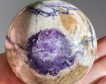 Tiffany Stone Sphere, Opalized Fluorite, Unique Polished Collectors Crystal Ball