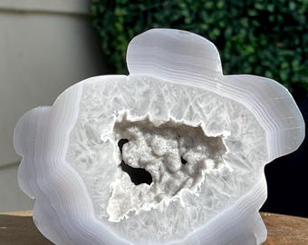 Sugar Druzy Agate Large Bunny Rabbit  • Natural Agate Animal Crystal Carving • Cute Bunny Decor