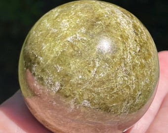 Green Tourmaline Sphere, Crystal Orb for Cabinet Display & Home Decor