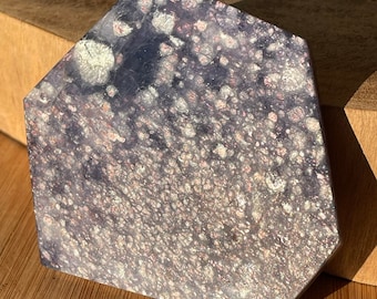Iolite Slab with Strong Pink Silver Confetti Rainbow Iolite