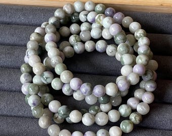 Peace Jade Bracelet - 7mm Beads, Crystal Stretch Layering Jewelry