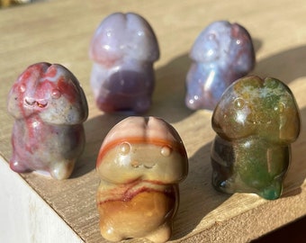 Ocean Jasper Mini Peen, Happy Mini Ding Ding, Pink Blue Purple ocean Jasper Mini man part carving, Tiny Peen Figurine