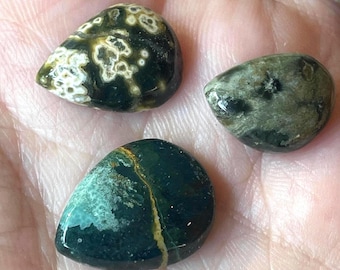 Ocean Jasper Cabochon Flat Back Crystal Lot of 3