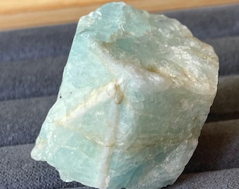 Aquamarine Crystal Specimen - Rough Blue Beryl Natural Gem Stone with Pyramidal Terminations Record Keeper Growth Marks 194.35ct