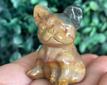 Alashan Agate French bulldog carving