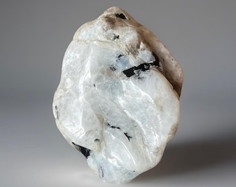 Rainbow Moonstone Tumbled Freeform with Smoky Quartz & Black Tourmaline