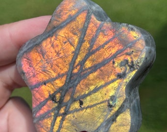 Labradorite Star Flower with Amazing Sunset Orange Flash - No. 44