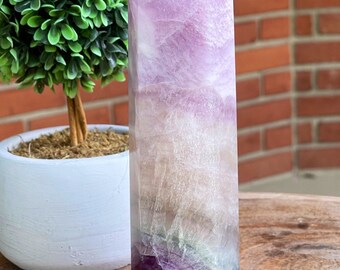 Silky Fluorite Tower, Silky Rainbow Fluorite Large Tower, Velvet Fluorite, High Quality Crystal Point, Crystal Tower