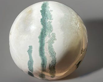 White & Green Zebra Stone in Quartz Sphere, Unique Natural Jasper Crystal Ball, Abstract Crystals for home decor (470)