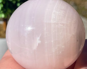 Pink Mangano Calcite Sphere UV Fluorescent Crystal -No. B