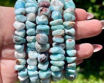 Larimar Freeform Bead Bracelet, Larimar Crystal beads