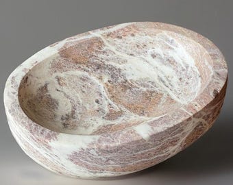 Marble Calcite & Opal XLarge Crystal Bowl, Oval trinket plate, Crystal Dish for Jewelry, Natural Minerals for the Home Decor