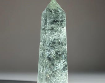 Prasiolite Tower • Rare Unique Crystal Find & gift • Natural Green Amethyst Crystal Point