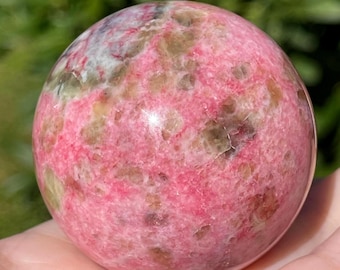Thulite & Zoisite Polished Sphere From Norway, Natural Polished Collector Crystal Ball, Unique Crystal Specimen