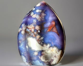 Purple Blue Flower Agate Crystal Flame Drop