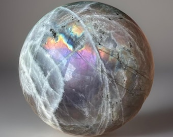 Labradorite Statement Sphere with Amazing Sunset Orange & Purple Flash - #91