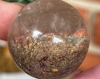 Garden Quartz Mini Sphere with Pink Garden , Brazilian Scenic Quartz small ball, Inclusion Quartz Crystal , AAA Grade Crystals