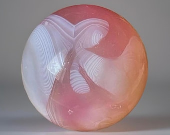 New find! Rare Pink Jelly Agate sphere from Madagascar