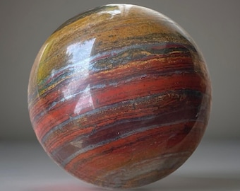 Tiger Iron Sphere with Red and Yellow Banding, High Quality Rare Crystal Gift, #92