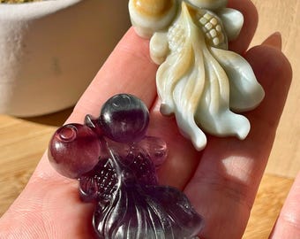 Crystal Goldfish carving - Rainbow Fluorite - Caribbean Calcite Fish