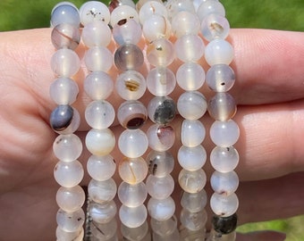 Dendritic Agate Crystal Bracelet - 6 mm Beads