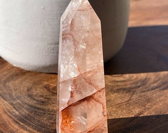 Fire Quartz Tower, Pink Rainbow Quartz, AAA Grade Crystals, Crystal Point