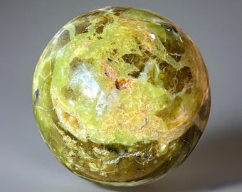 Green Opal XXL Statement Sphere, Natural Green Crystal Ball 71mm, Olive Green Polished Opal (419)