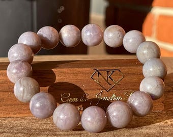 Blue Rose Quartz Bracelet - Stretchy 12mm beads, Rare Gemstone Beads, Collector’s edition Unique Handmade Jewelry