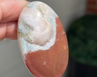 Green & Red Flower Agate Palmstone, Natural Agate Polished Gem, Flower Agate HQ Crystals - #12