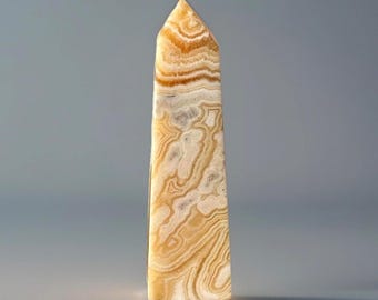 Orange Calcite Tower, Natural Sunny Yellow Gemstone Obelisk, Rocks for Decor & Crystal Grids