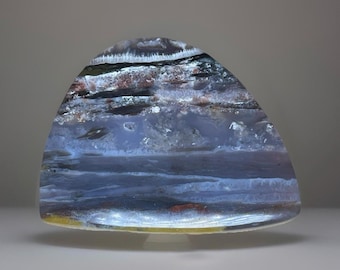 Rainbow Blue Petrified Wood Freeform Flat Crystal: Rare Natural Collectors Rock, Lapidary Specimen Slice (316)