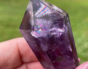 Amethyst DT Crystal with Rainbows, Purple Amethyst Double Point