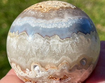Mexican Agate Sphere with Quartz - Unique agate Crystal