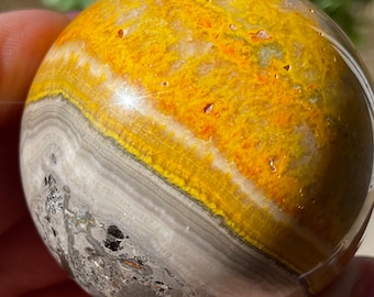 Orange Yellow Grey Black White Jasper | AAA grade Crystal Sphere | Collectors quality Crystal gifts