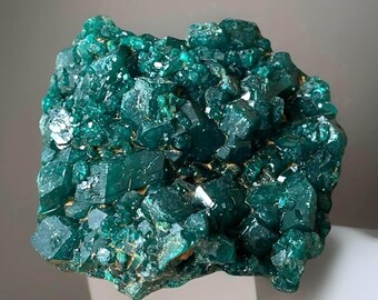 Vibrant Dioptase Crystal Cluster, Natural Deep Emerald Green Raw Mineral Specimen, Rare Collector's Piece, Striking Emerald Green Dioptase