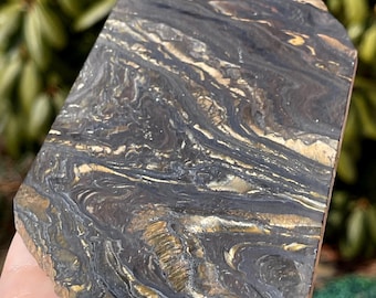 Tiger Iron Slab with Metallic Hematite Swirls