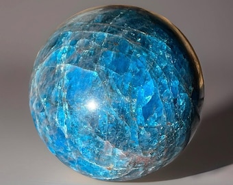 Apatite Deep Blue Sphere: Flashy Gemmy Apatite Orb (46)