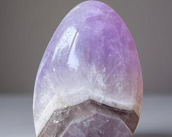 Amethyst & Smoky Quartz Freeform • Chevron Amethyst • Natural Polished Stone Flame • Crystal for Gifting Collecting