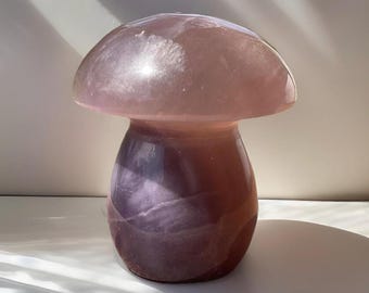 Fluorite Mushroom - Lavender Purple Gemstone Carving - Nature inspired Decor - Mushroom Lover Gift - Large Crystal Mushroom
